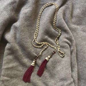 NEW! Never Worn! Gold braided tassel necklace